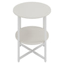 Livingandhome Round Rustic Coffee Table with Shelf