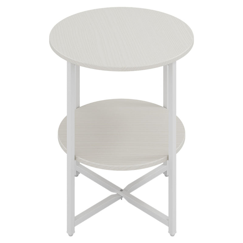 Livingandhome Round Rustic Coffee Table with Shelf