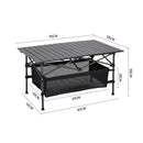 Livingandhome Aluminum Roll-Top Foldable Camp Table with Mesh Shelf