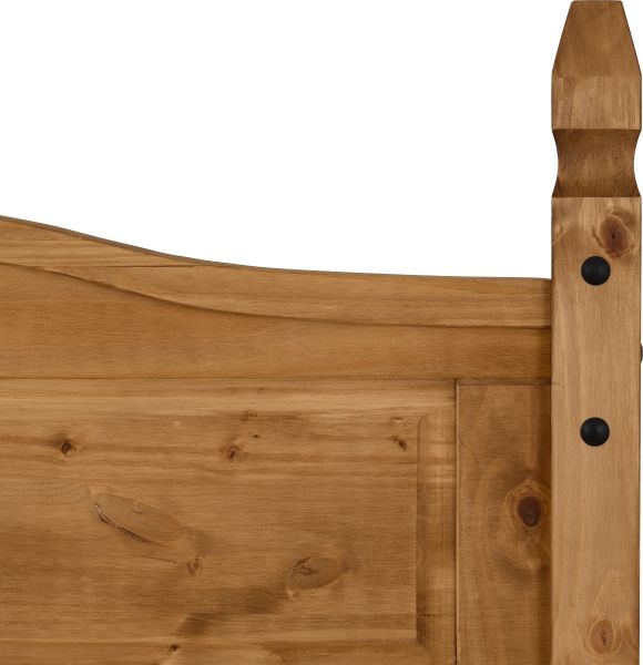 CORONA 4'6" HIGH END DOUBLE BED - DISTRESSED WAXED PINE