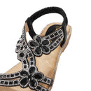 T-Strap Flat Summer Sandals - Black