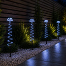 30cm Set of 4 Light up Silver Spiral Christmas Tree Garden Path Lights with 200 White LEDs