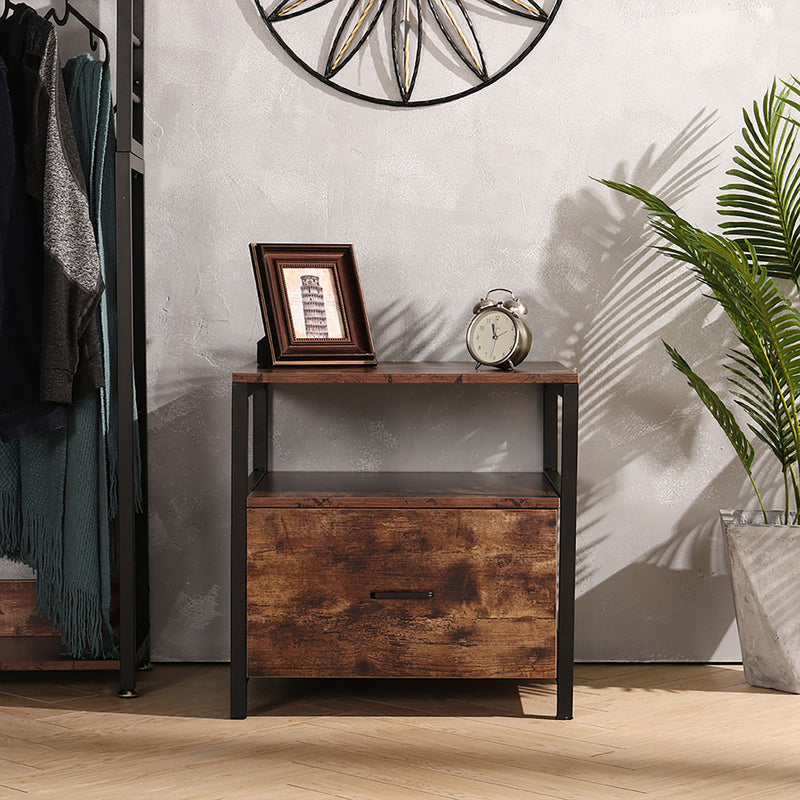 Livingandhome Industrial 1 Drawer Bedside Table Bedroom