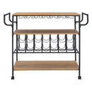 Metallic Rolling Serving Bar Cart With Wine Rack