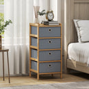 HOMCOM Chest of Drawers, 4 Drawers Dresser with Bamboo Frame, Light Grey