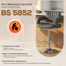 HOMCOM Bar Stools Adjustable Swivel With Armrest Set Of 2 Grey