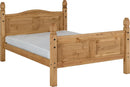 CORONA 4'6" HIGH END DOUBLE BED - DISTRESSED WAXED PINE