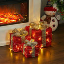 Lifeideas Set of 3 Light-Up Square Christmas Gift Boxes Glitter Presents Decoration