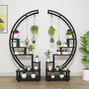 Breeins 2pcs Half-Moon-Shaped Plant Stand Display Shelf with Wheels