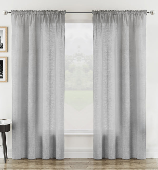 Rhodes Silver Linen-Look Sheer Voile Panels Pair
