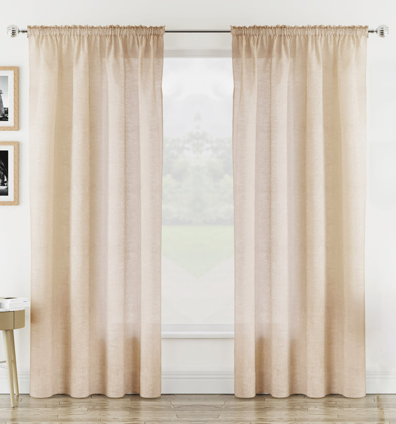 Rhodes Natural Linen-Look Sheer Voile Panels Pair