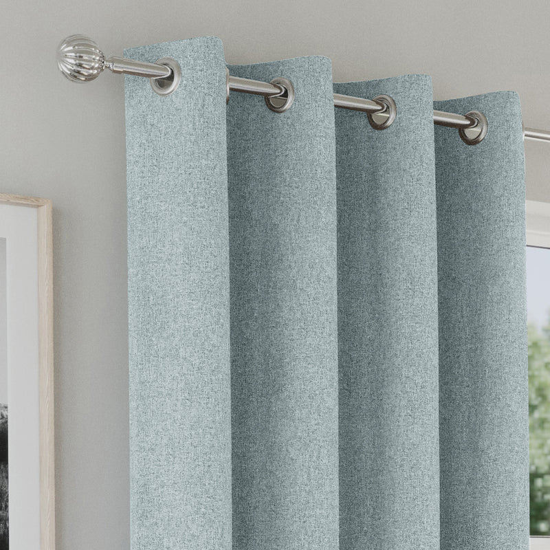 Enhanced Living Austin 100% Blackout, Thermal Blue Curtains with Eyelet Header - Pair