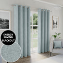 Enhanced Living Austin 100% Blackout, Thermal Blue Curtains with Eyelet Header - Pair