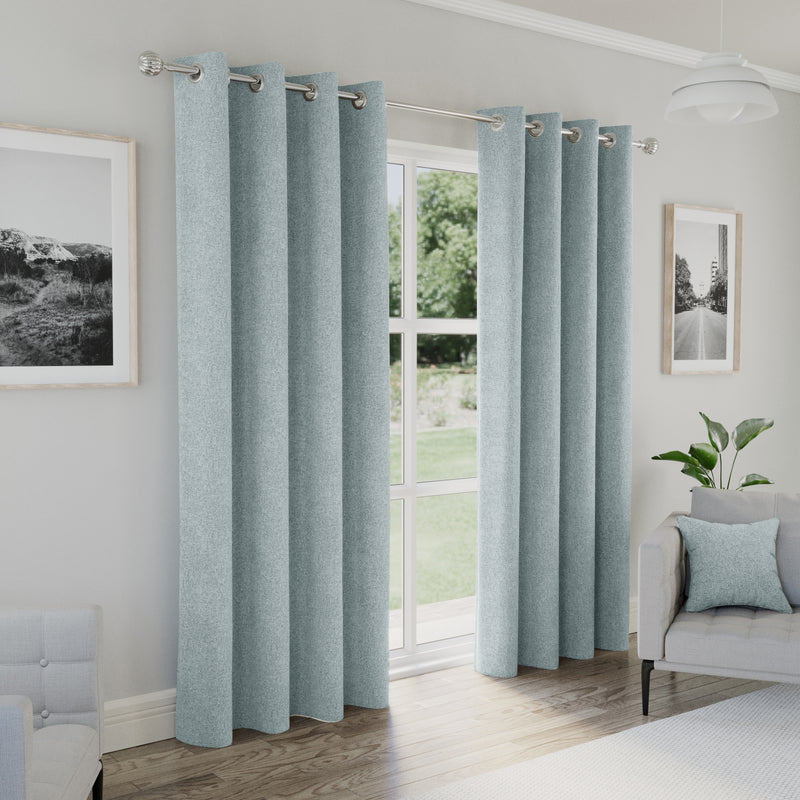 Enhanced Living Austin 100% Blackout, Thermal Blue Curtains with Eyelet Header - Pair