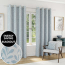 Enhanced Living Sherwood 100% Blackout, Thermal Ice Blue Curtains With Eyelet Header - Pair