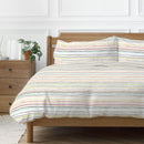 Copenhagen Home Painterly Stripe Double Duvet Colour Set With Pillowcases - Coral