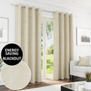 Enhanced Living Knightsbridge 100% Blackout, Thermal Cream Curtains with Eyelet Header - Pair