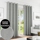Enhanced Living Knightsbridge 100% Blackout, Thermal Grey Curtains with Eyelet Header - Pair