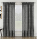Rhodes Charcoal Linen-Look Sheer Voile Panels - Pair