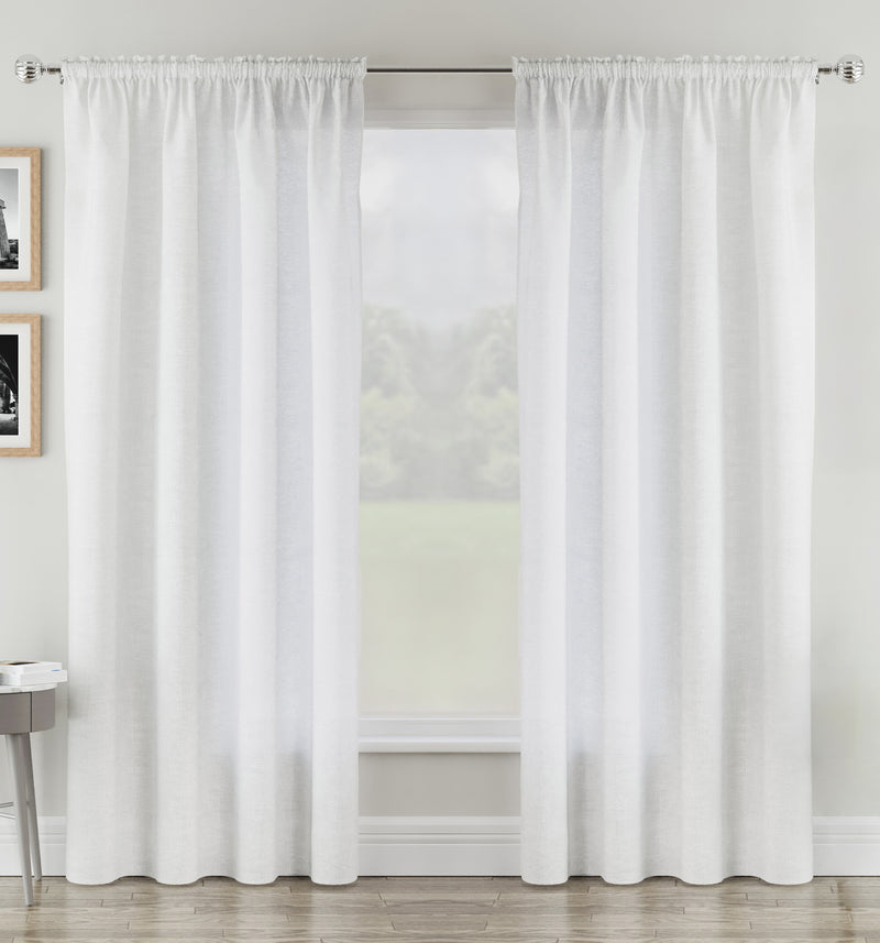 Rhodes White Linen-Look Sheer Voile Panels Pair