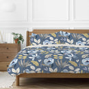 Copenhagen Home Mia Floral Double Duvet Cover Set with Pillowcases - Blue