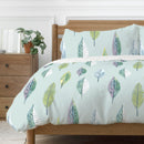 Copenhagen Home Flynn Leaf Double Duvet Cover Set with Pillowcases - Duckegg
