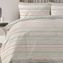 Copenhagen Home Painterly Stripe Double Duvet Colour Set With Pillowcases - Coral