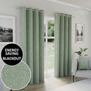 Enhanced Living Dallas 100% Blackout Thermal Natural Green Curtains with 3" Tape Top Header - Pair