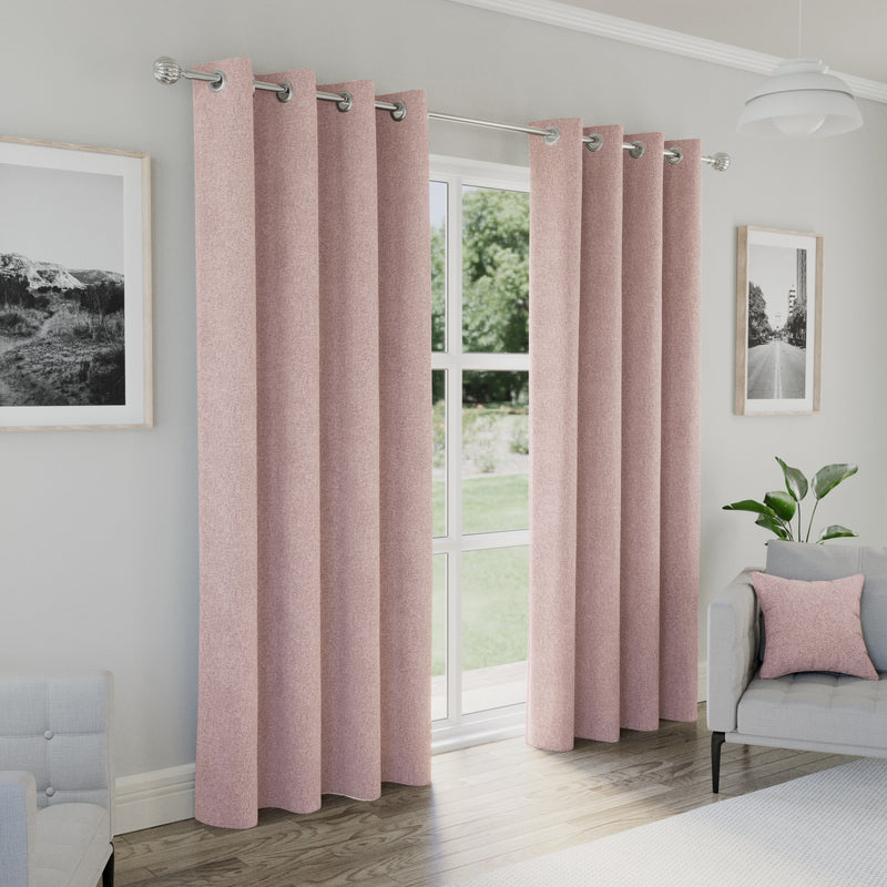 Enhanced Living Austin 100% Blackout, Thermal Blush Pink Curtains with Eyelet Header - Pair