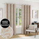 Enhanced Living Sherwood 100% Blackout, Thermal Natural Cream/Beige Curtains with Eyelet Header - Pair