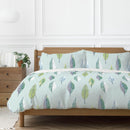 Copenhagen Home Flynn Leaf Double Duvet Cover Set with Pillowcases - Duckegg