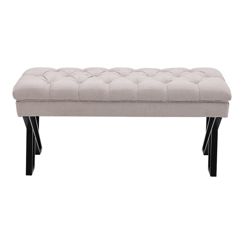 Livingandhome  Mid Century Metal Upholstered Bench