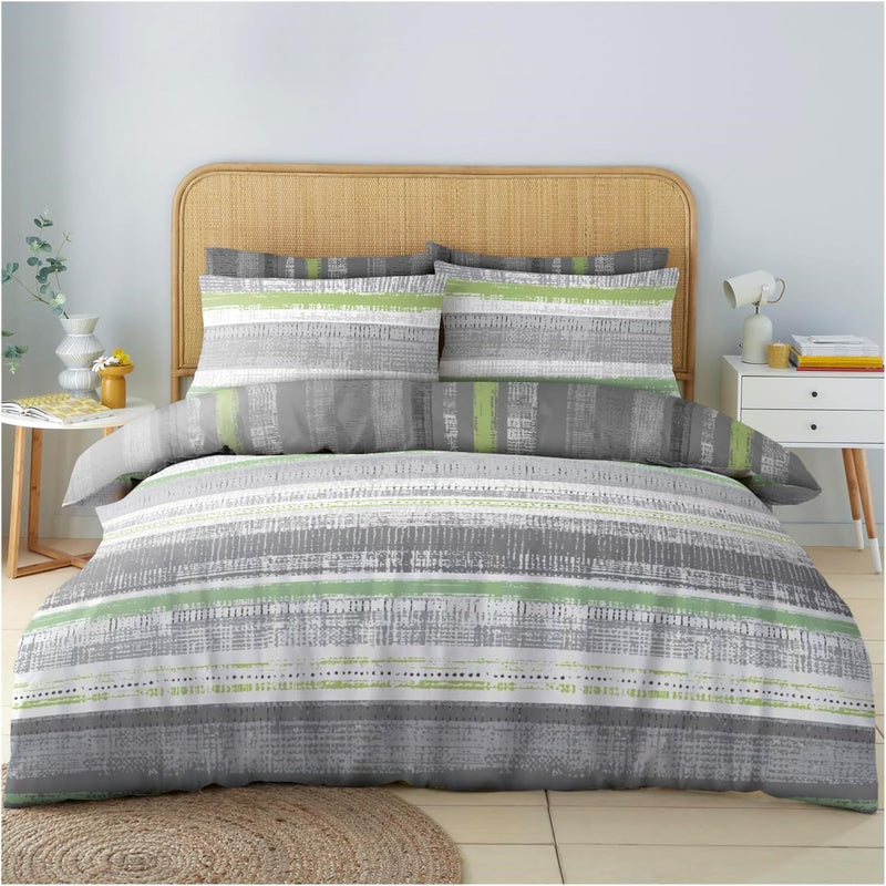 Ezra Stripe Super Dreamer Printed Complete Bedding Set - Grey