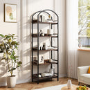 Livingandhome 5-Tier Arched Wooden Bookcase Storage Shelf