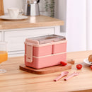 Lifeideas Dual-Layer Plastic Bento Lunch Box with Cutlery