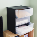 Deep 3 Drawer Tower Black