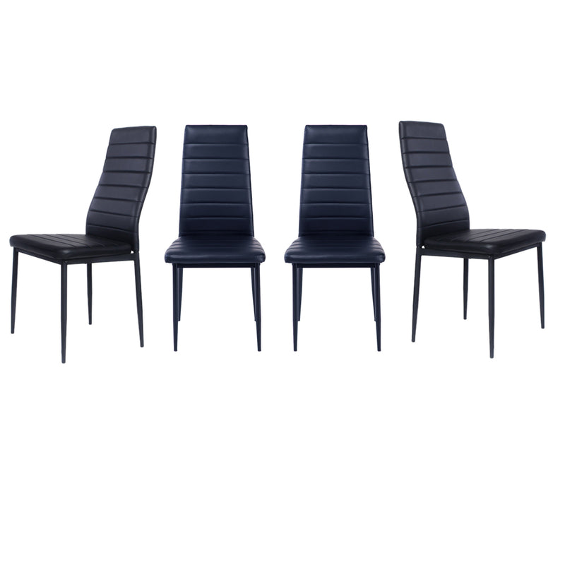 Livingandhome Set of 4 Modern Faux Leather Armless High Back Dining Chairs