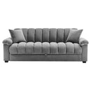 Livingandhome Grey Fabric Sleeper Sofa with Pillows