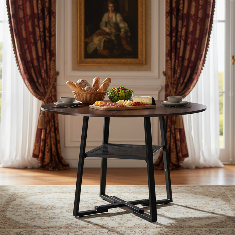 Livingandhome Modern Round Dining Table with Shelf