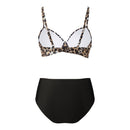 High-waisted Two-Piece Swimsuit Set Black Leopard