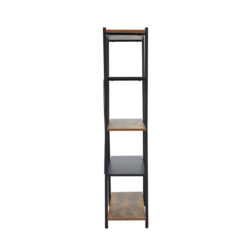 Livingandhome Rustic Industrial Metal and Wood Bookshelf