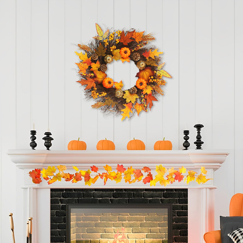 Autumn Pumpkin Pinecone Door Wreath