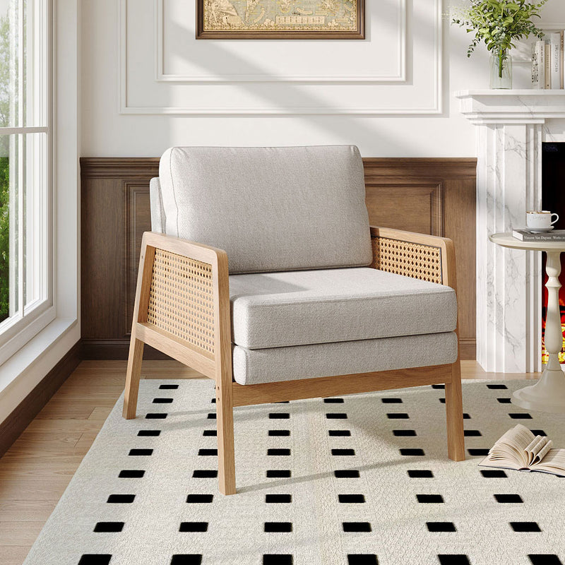 Livingandhome Classic Cushioned Wood Accent Armchair