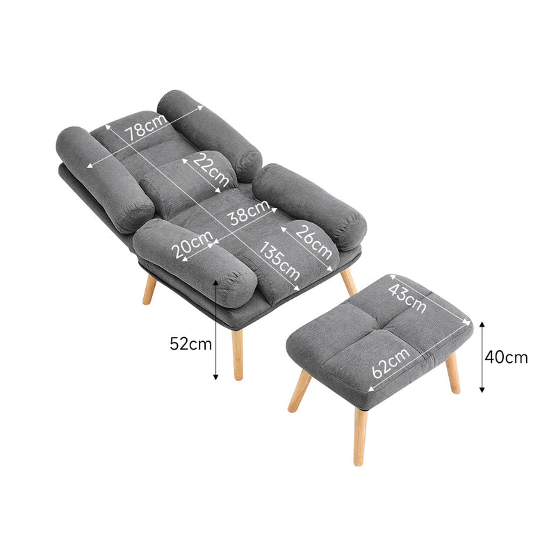 Livingandhome Lounge Recliner Armchair with Footstool