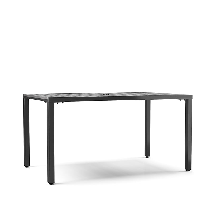 Breeins 150cm Wood Effect Garden Dining Table with Parasol Hole Grey