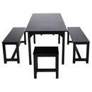 Livingandhome Rectangular Extendable Dining Set with Stools