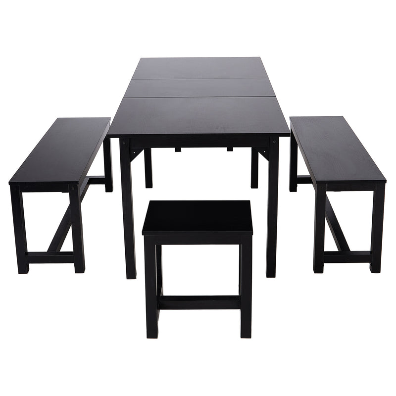 Livingandhome Rectangular Extendable Dining Set with Stools