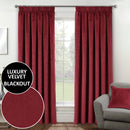 Luxury Enhanced Living Red Velvet, Supersoft, 100% Blackout, Thermal Curtains with Tape Top - Red