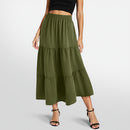 A-line Swing Pleated Midi Skirt