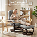 HOMCOM Recliner Chair With Footstool, Swivel Recliner Armchair, Grey